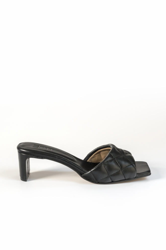 Sandalia mule acolchada rombos piel -BLAIR NEGRO